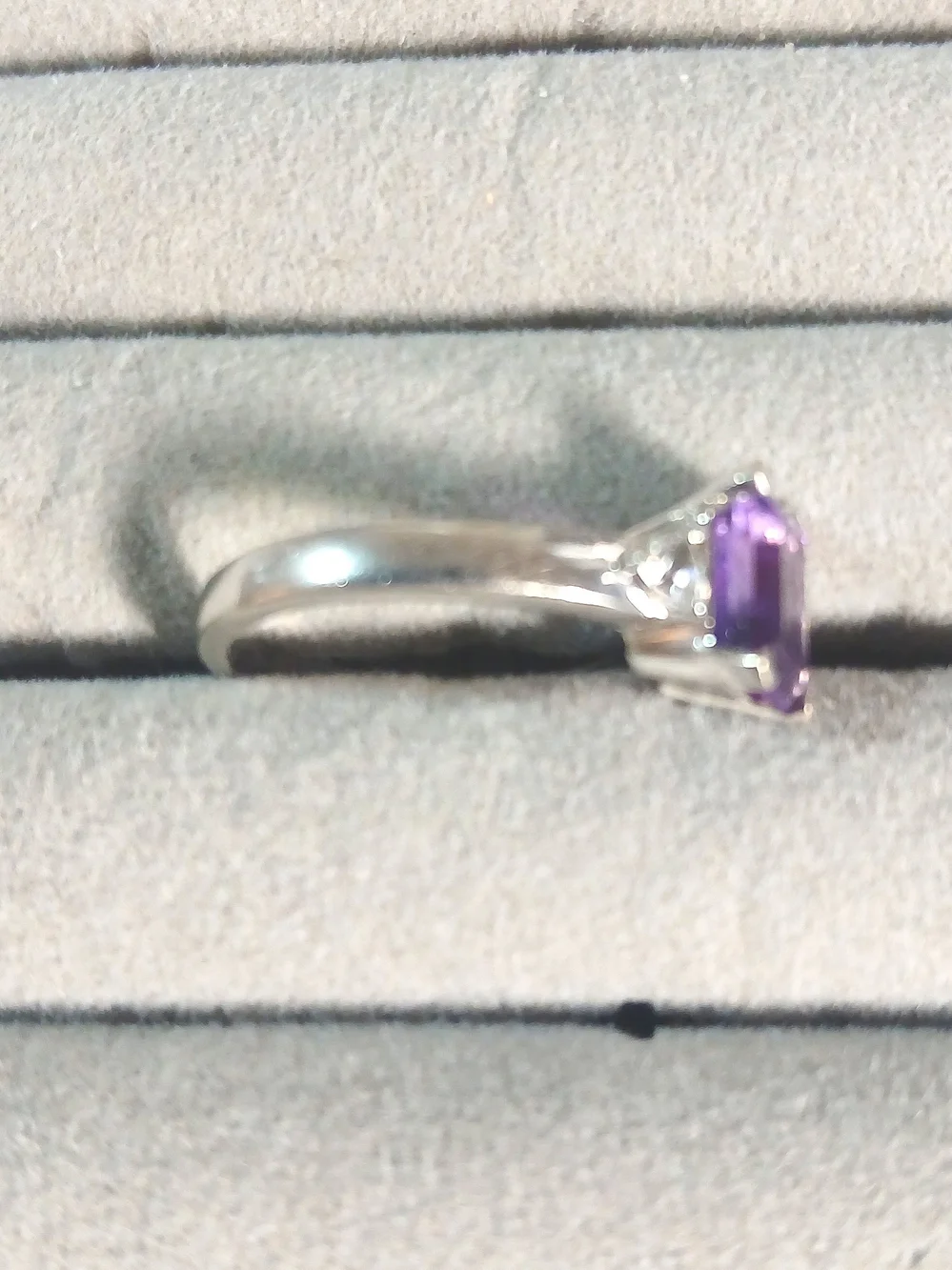 Sterling Silver Purple Amethyst Ring with Accent Stones